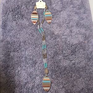 Western Turquoise and Brown Necklace and Earrings
